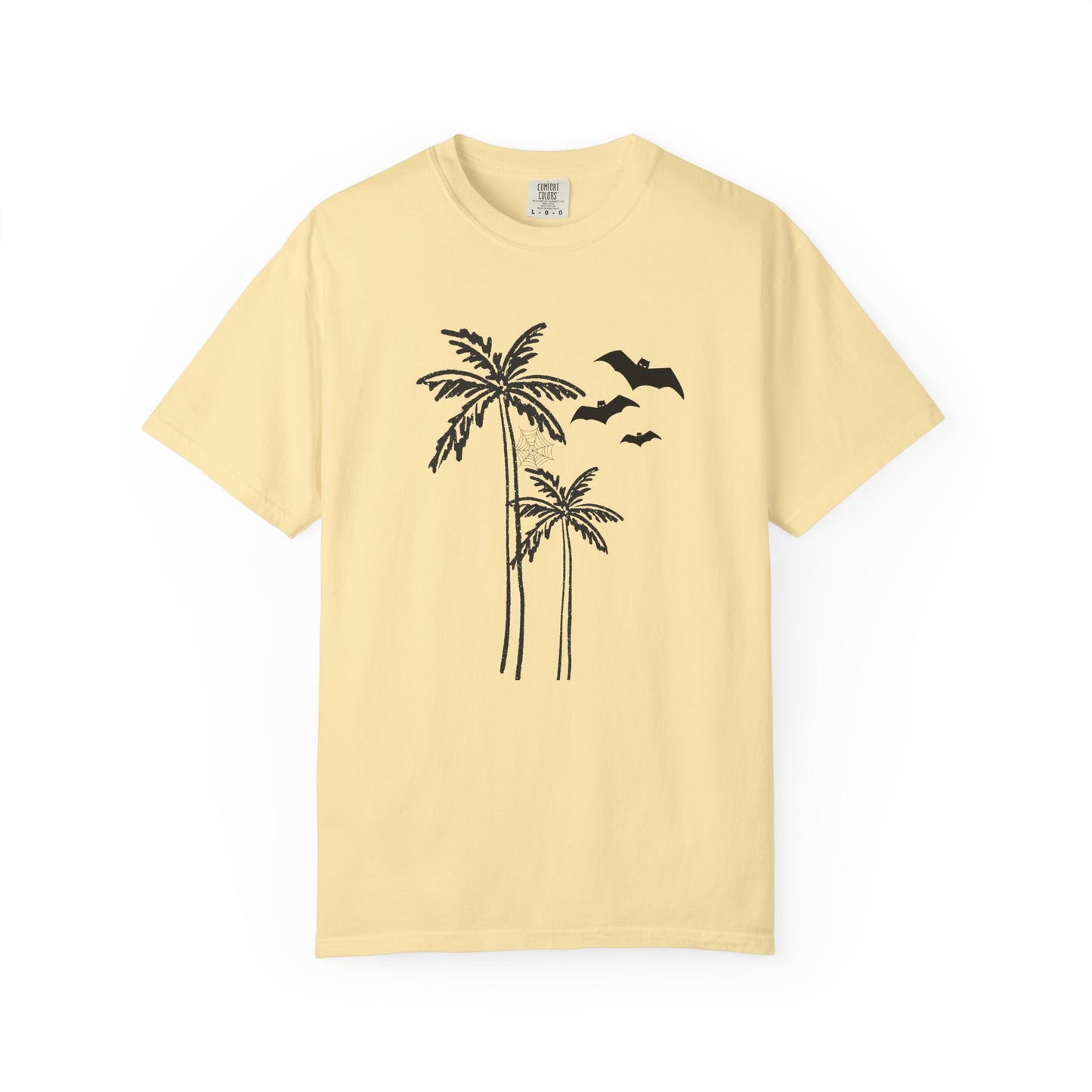 Comfort Colors Coastal Halloween Tee – Palm Tress & Spooky Vibes