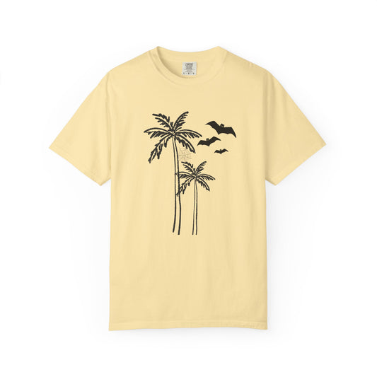 Comfort Colors Coastal Halloween Tee – Palm Tress & Spooky Vibes