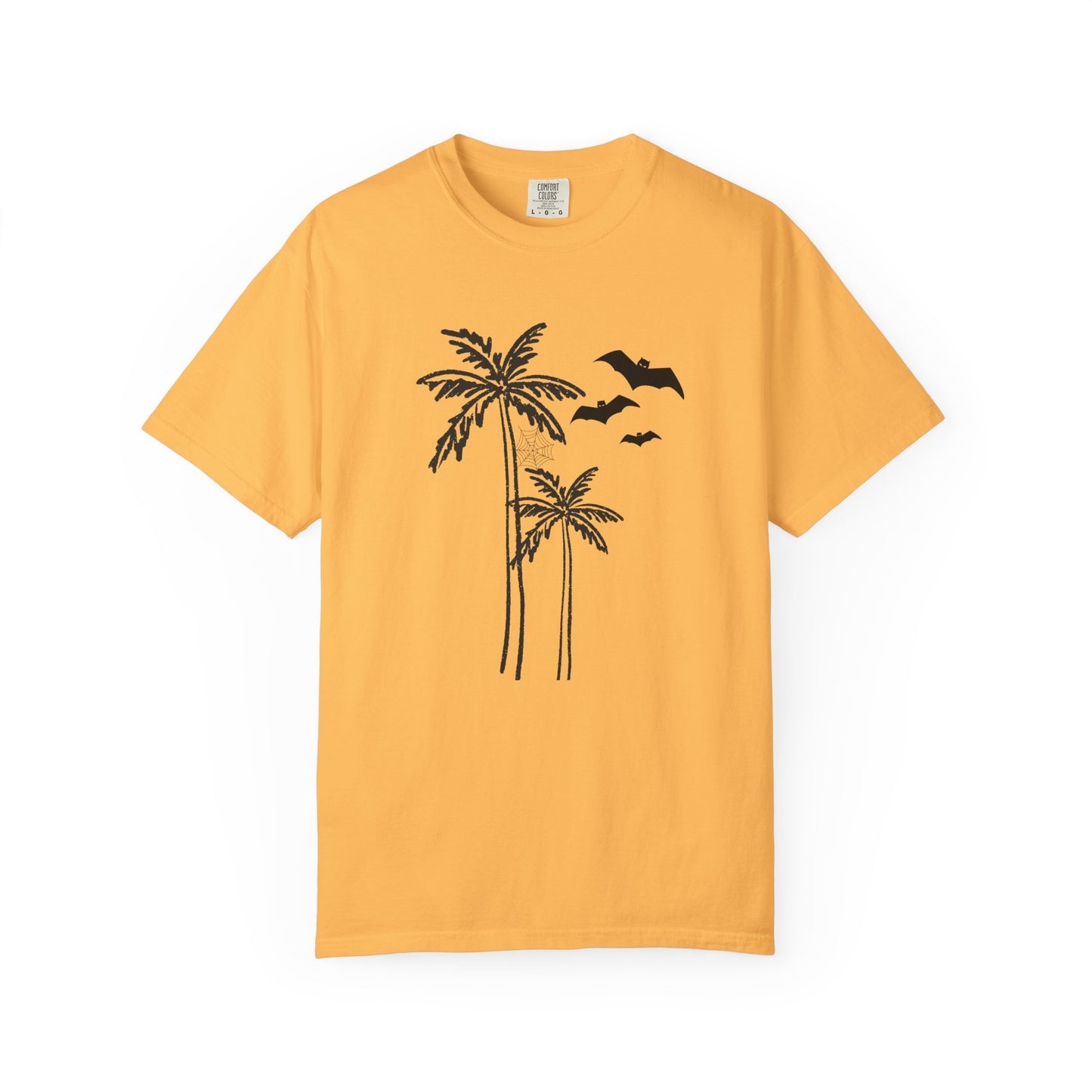 Comfort Colors Coastal Halloween Tee – Palm Tress & Spooky Vibes