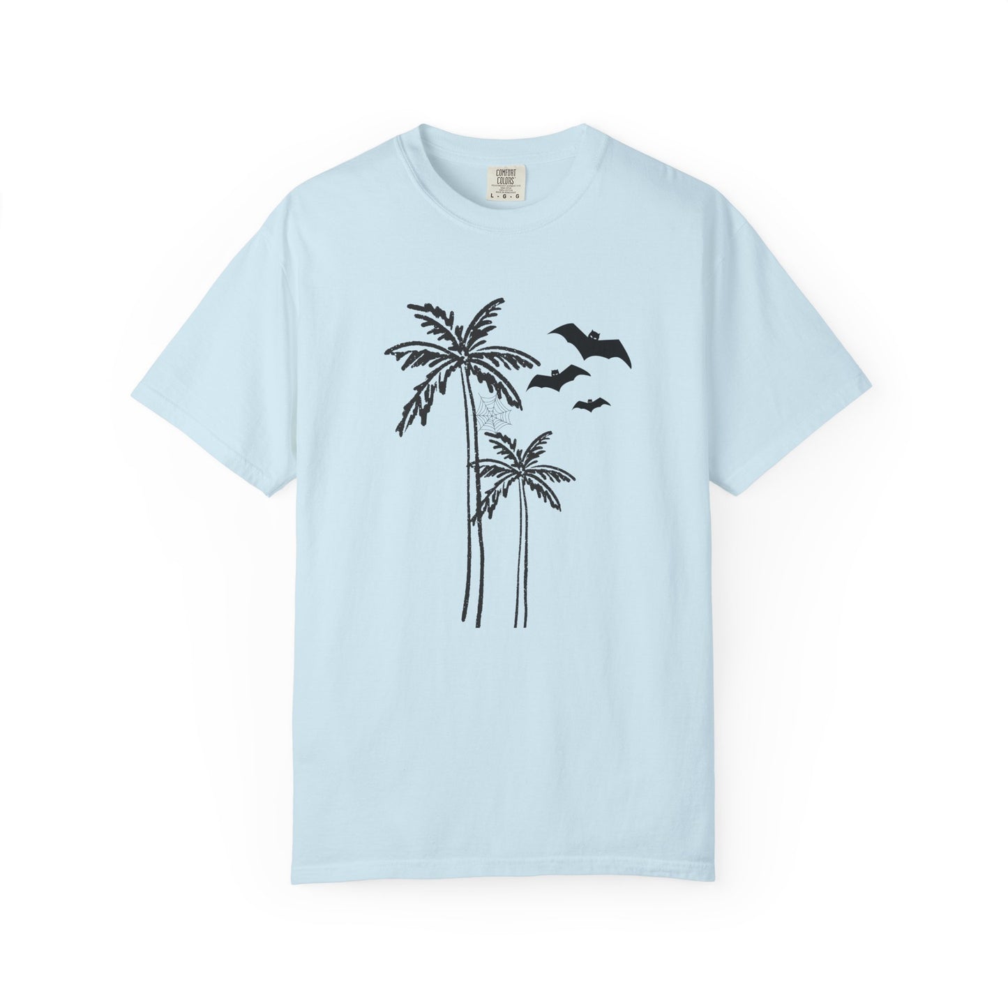 Comfort Colors Coastal Halloween Tee – Palm Tress & Spooky Vibes