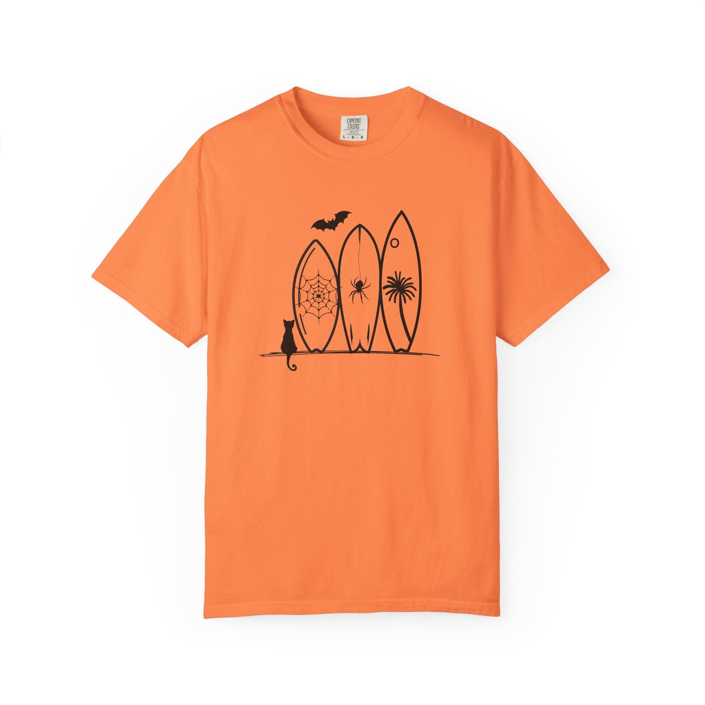 Comfort Colors Coastal Halloween Tee – Surfboards & Spooky Vibes
