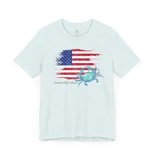 Patriotic Crab Tee, Summer Shirt, Casual Wear, Independence Day, Beach Gear, Gift for Him/Her
