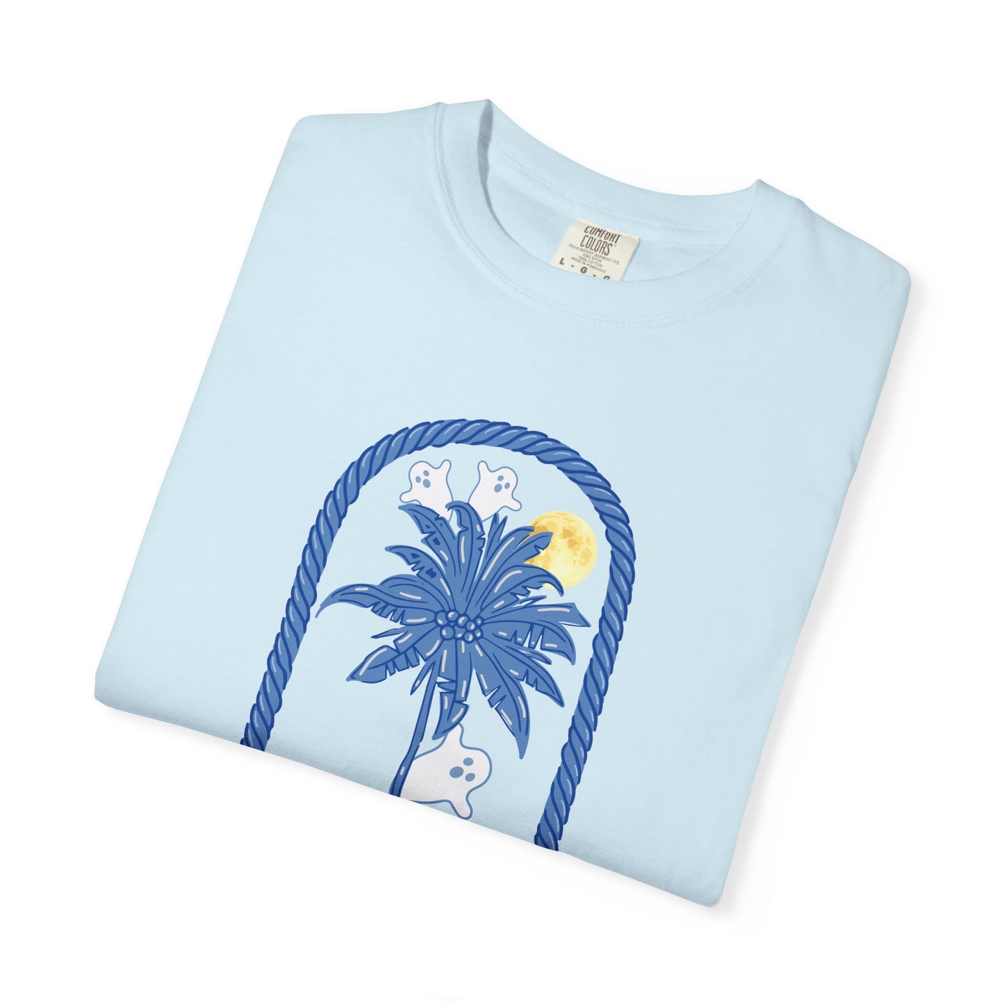 Comfort Colors “Surf Soul” Tee – Coastal Palm Tree with Ghosts