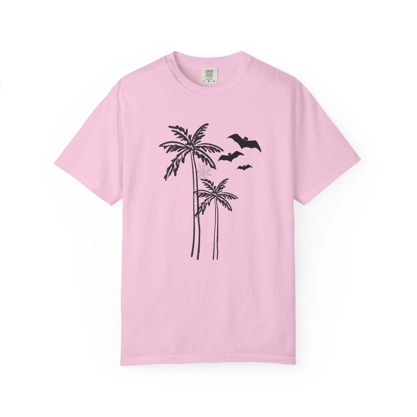 Comfort Colors Coastal Halloween Tee – Palm Tress & Spooky Vibes