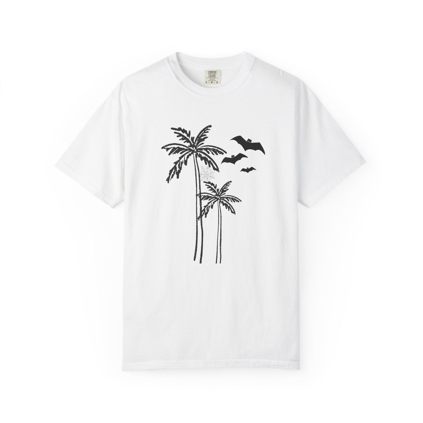 Comfort Colors Coastal Halloween Tee – Palm Tress & Spooky Vibes