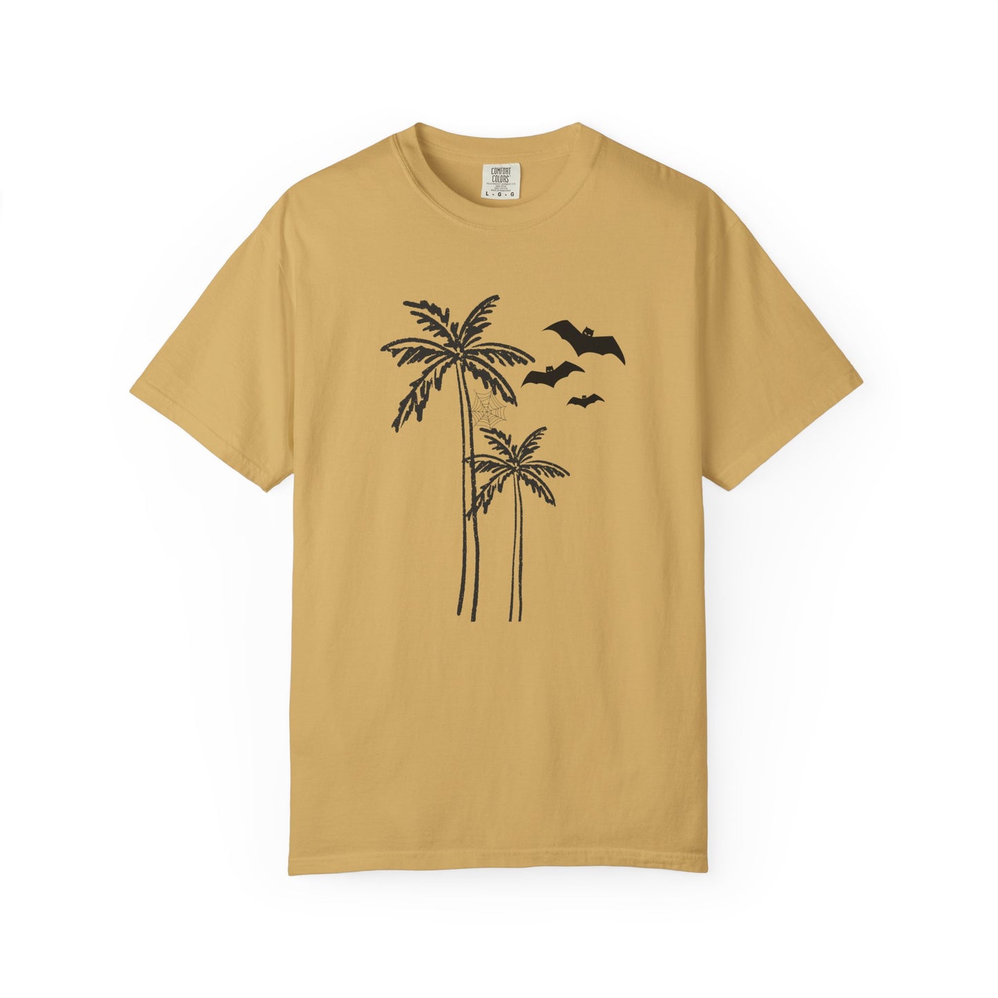 Comfort Colors Coastal Halloween Tee – Palm Tress & Spooky Vibes