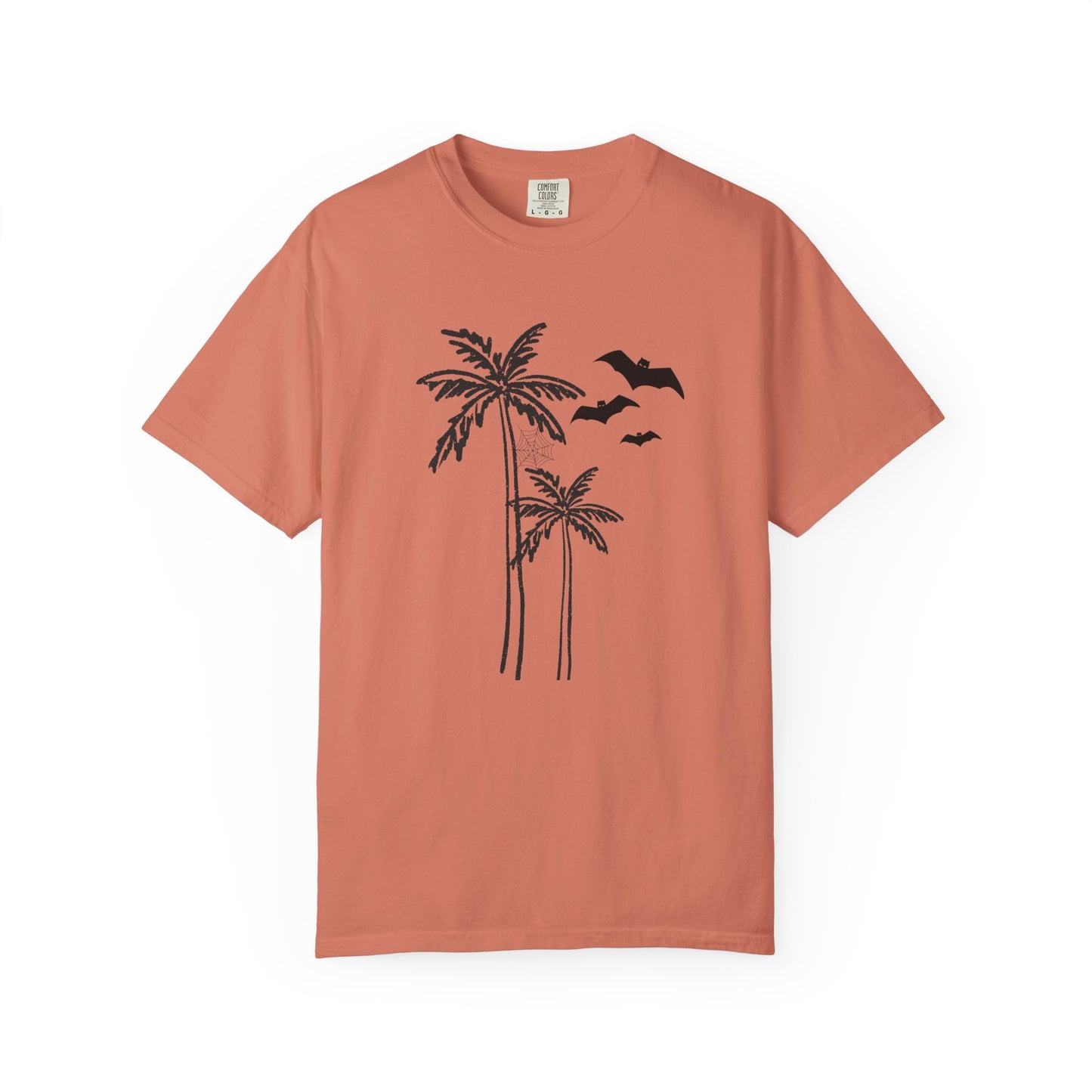 Comfort Colors Coastal Halloween Tee – Palm Tress & Spooky Vibes